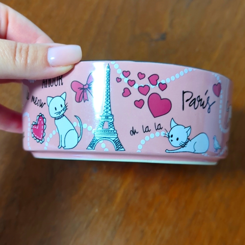 Cute pink cat food bowl
